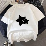 Twinkle Star T-s&auml;rk suvine naiste tr&uuml;kitud t-s&auml;rgid vabaaja Y2k topsid Tee-vintage T-s&auml;rgid L valge