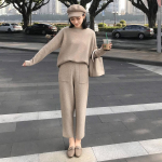 Naiste kaheosalised silmkoelised kampsunite komplektid talvised dressid kevad-s&uuml;gismood CHIC dressipluusid p&uuml;kskost&uuml;&uuml;mid naistele S valge