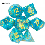 7 tk sinine kuldne number terava servaga vaigust t&auml;ringud mitmetahulised t&auml;ringud, mis sobivad rollim&auml;nguks RPG lauam&auml;nguks sinine