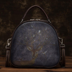Hirve ja lindude tr&uuml;kiga vintage k&auml;ekotid Ehtsa nahast &otilde;lakotid naistele Daamide luksuslik disain Crossbody kott GZW 22*10*21cm must