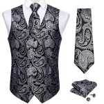 Klassikaline vestilips Paisley siidist kootud retro vest kikilips Hanky ​​mansetin&ouml;&ouml;pide komplekt L