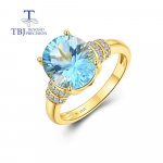 5,5 ct suur naturaalne v&auml;&auml;riskivi lihtne s&otilde;rmus S925 naelsterling taevasinine topaas ovaalse l&otilde;ikega 10*12mm h&otilde;bedane naiste juubelipeoehted us ring size 7# sinine