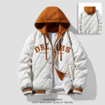 Talvine meeste v&otilde;lts kahe kapuutsiga puuvillase polsterdatud jope vabaaja mood paarile M valge