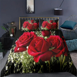 3D romantiline roosiga voodipesukomplekt naiste suletekk ja padjap&uuml;&uuml;r 2/3 tk t&uuml;drukute teismeliste tekikate DE135 * 200 t&auml;issuuruses lillemustriga kate Baby 100x135cm