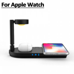 4-&uuml;hes juhtmevaba laadija alus &Ouml;&ouml;valgusti kiirlaadimisjaama dokk iPhone'i jaoks 15 14 13 12 Samsung S22 S21 Samsung Watch Apple iWatch For Apple Watch must