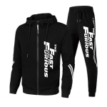 Meeste komplektid Spordidressi kapuuts + p&uuml;ksid T&otilde;mblukuga Triibuga Mood vabaaja sportimine S&ouml;rkimine Fitness Spordir&otilde;ivad Meeste dressipluus &uuml;likond M-3XL 3XL black