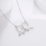 Skyrim Love Peace Dove Pigeon Heart Ripats Kaelakeed Kullav&auml;rvi Paar Linnu kaelakett Roostevabast terasest rangluu kett naistele