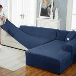 Sametine diivanikate Luksuslik L-kujuline diivanikate Tavaline nurgadiivani kate Tugitool tolmuvastane elastne libisemiskate Lemmikloomas&otilde;bralik 1seater 90-140cm tumesinine
