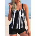Ujumisriided suvised uue kujundusega tr&uuml;kitud supelkost&uuml;&uuml;mid Naiste rannariided Seksikas moodne ujumistrikoo kaheosaline komplekt Tankini Naiste monokinid S must