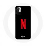 Xiaomi Redmi Note 10 5G Netflixi logoga &uuml;mbris, punane must taust