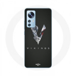 Coque pour Xiaomi Mi 12 / 12X Vikings S&eacute;rie Saison 6 logo V Ep&eacute;e Gris Fond Noir