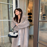 Naiste s&uuml;gisene ja talvine pikendatud kapuutsiga naaritsa karusnaha imitatsioon paksendatud ja soe kasukas kunstkarusnahast naaritsa karusnahast S