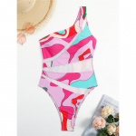 Seksikas tr&uuml;kitud v&otilde;rk, l&auml;bipaistev, &uuml;he &otilde;laga &uuml;hendav &uuml;hes t&uuml;kis ujumistrikoo Naiste ujumisriided Naiste Monokini supelkost&uuml;&uuml;m, ujumine S roosa