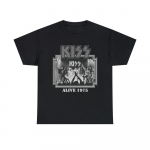 Kiss Alive 75 Rock Band Concert Must l&uuml;hikeste varrukatega unisex T-s&auml;rk S