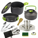 Amazon Outdoor Camping Teekannu komplekt Kaasaskantav piknikuk&ouml;&ouml;gin&otilde;u plaat Combo matkapott roheline