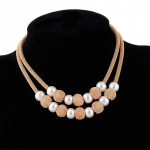 Euroopa ja Ameerika uusmood metsik t&auml;navatulistamine topeltp&auml;rliga &uuml;mmargune palli kaelakee Euroopa ja Ameerika kaelakeed beež