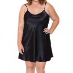 Pluss-suuruses naiste siidist satiinist libisev kleit pesu &ouml;&ouml;s&auml;rk &ouml;&ouml;s&auml;rk pidžaamad 5XL must