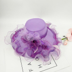 Naiste laia &auml;&auml;rega organza suvine kirikum&uuml;ts, naiste elegantne v&otilde;luja Kentucky derby jaoks, pulmad, pruut, kleidipidu Adjustable lilla