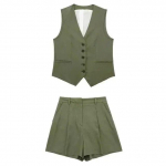 Naiste Vintage Mood Shortside Komplekt &Uuml;hev&auml;rviline Valge Varrukateta Top P&uuml;ksid Naiste Kaheosaline Komplekt T&auml;nav L roheline