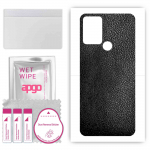 apgo Protective Skin Sticker for the back compatible with HTC Desire 20 Plus, Wrap Film, Foil, Vinyl - Pattern Black Leather
