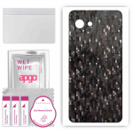 apgo Protective Skin Sticker for the back compatible with Sharp Aquos R2 compact, Wrap Film, Foil, Vinyl - Pattern Carbon Black Pixel