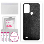 apgo Protective Skin Sticker for the back compatible with Oukitel C31 Pro, Wrap Film, Foil, Vinyl - Pattern Black Leather