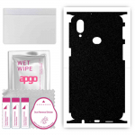 apgo Protective Skin Sticker for the back+sides compatible with Samsung Galaxy A10s, Full Wrap Film, Foil, Vinyl - Pattern Matte Black