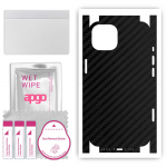 apgo kaitsev nahakleebis tagak&uuml;ljele ja k&uuml;lgedele, mis &uuml;hildub Apple iPhone 13-ga, t&auml;iskile, foolium, vin&uuml;&uuml;l &ndash; mustriga s&uuml;simusta