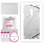 apgo Protective Skin Sticker for the back+sides compatible with OnePlus 7T Pro, Full Wrap Film, Foil, Vinyl - Pattern White Marble