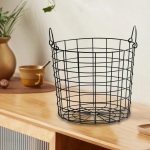 Iron Storage Basket 8.27inch x 7.87inch Laundry Hamper Container Multifunctional Bins kohv