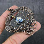 Natural Mosaic Jasper Gemstone Copper Wire Wrap Gift Jewelry Pendant 2.56 t1f15
