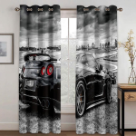 Odavad 3D Prinditud Lennuk Veoauto Lahe Auto S&otilde;iduk &Otilde;hukesed Akna kardinad Poistele Mehele Elutoa Magamistoa Kaunistus 2 T&uuml;kki Tasuta saatmine W50H60(CM)x2PCS&Grommet Top gray