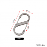 10 tk/komplekt S-t&uuml;&uuml;pi mini v&otilde;tmehoidja konks, roostevabast terasest karabiin lukuga vargusvastane v&auml;lik&auml;mpingu seljakoti pandla v&otilde;tmeluku t&ouml;&ouml;riist 31MM-Grey(10pcs)