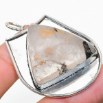 Natural Black Rutile Gemstone Handmade 925 Sterling Silver Pendant 2.05 j9u35