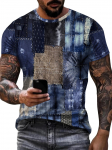 Meeste T-s&auml;rk 3D Digitaalne Patchwork Graafilise tr&uuml;kiga l&uuml;hikeste varrukatega T-s&auml;rgid Mugavad vabaaja Elastne Meeste Kaelus Mehed V&auml;listegevused Top 4XL