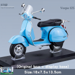 1/10 Scale Vespa 125 linna minimootorratta mudel, metallist metallist meelelahutuslik mootorratta m&auml;nguasi, heli ja valguse simulatsioon, kingitus lastele 1/10:18*7.5*13.5cm,Base