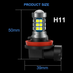 2tk H7 H8 H11 LED pirnid 9005 HB3 9006 HB4 LED projektori objektiivi lamp 27SMD 3030 auto udutuled p&auml;eva s&otilde;idutuled automaatsed DRL tuled 12V 6000K valge H7
