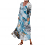 Naiste moodne vabaajaprinteriga &uuml;markaelus 3/4 varrukatega avara taskukleit L sinine