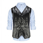 Uus ja minimalistlik meeste kardigan Moodne Urban V-kaelusega PU-nahast vest Meeste vabaaja vest L must