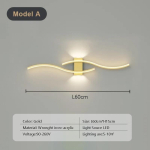 Moodne LED-ribaga seinalamp Double Curve kaugjuhtimispuldiga valgusti Voodikaunistused Mustkuldsed seinalambid Elutoa Magamistoa Led Fixtu Warm white-No RC