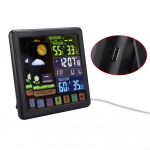 Juhtmevaba ilmajaam siseruumide v&auml;listermomeetri v&auml;rviekraani andurid kell, siseruumide v&auml;listemperatuur &otilde;huniiskus max min must