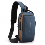 Meeste multifunktsionaalne vargusvastane USB-&otilde;lakott Crossbody Bag Travel Sling Bag Pack Messenger Pack rinnakott sinine