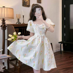 Elegantne kleit Naistele armsad vintage lillelised haldjakleidid Suvine &scaron;ikk Kawaii volangidega valge r&uuml;&uuml; Prantsuse stiilis kleit S