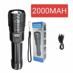 Suure v&otilde;imsusega LED-taskulamp 2000 mAh laetav taskulamp LCD-ekraaniga matkap&uuml;&uuml;gi h&auml;daabisuumi latern must