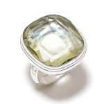 Green Amethyst Gemstone Handmade 925 Sterling Silver Jewelry Ring Size 9 o3v57