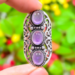 Sage Amethyst Gemstone Handmade 925 Sterling Silver Jewelry Ring Size 10 w7a27