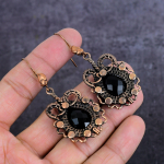 Natural Black Spinel Gemstone Copper Wire Wrap Jewelry Earring 2.64 e1n98