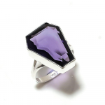 Natural Amethyst Gemstone Handmade 925 Sterling Silver Gift Ring Size 8 h3e70
