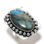 Natural Labradorite Gemstone Handmade 925 Sterling Silver Jewelry Ring S.9 h2m56