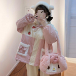 Jaapani Magus Samet Parka Jakk Naistele Kawaii Y2k Maasika Tikandiga Kapuutsiga &Uuml;ler&otilde;ivas Naiste S&uuml;gis Talv Pl&uuml;&uuml;sist Soe Jakk S roosa